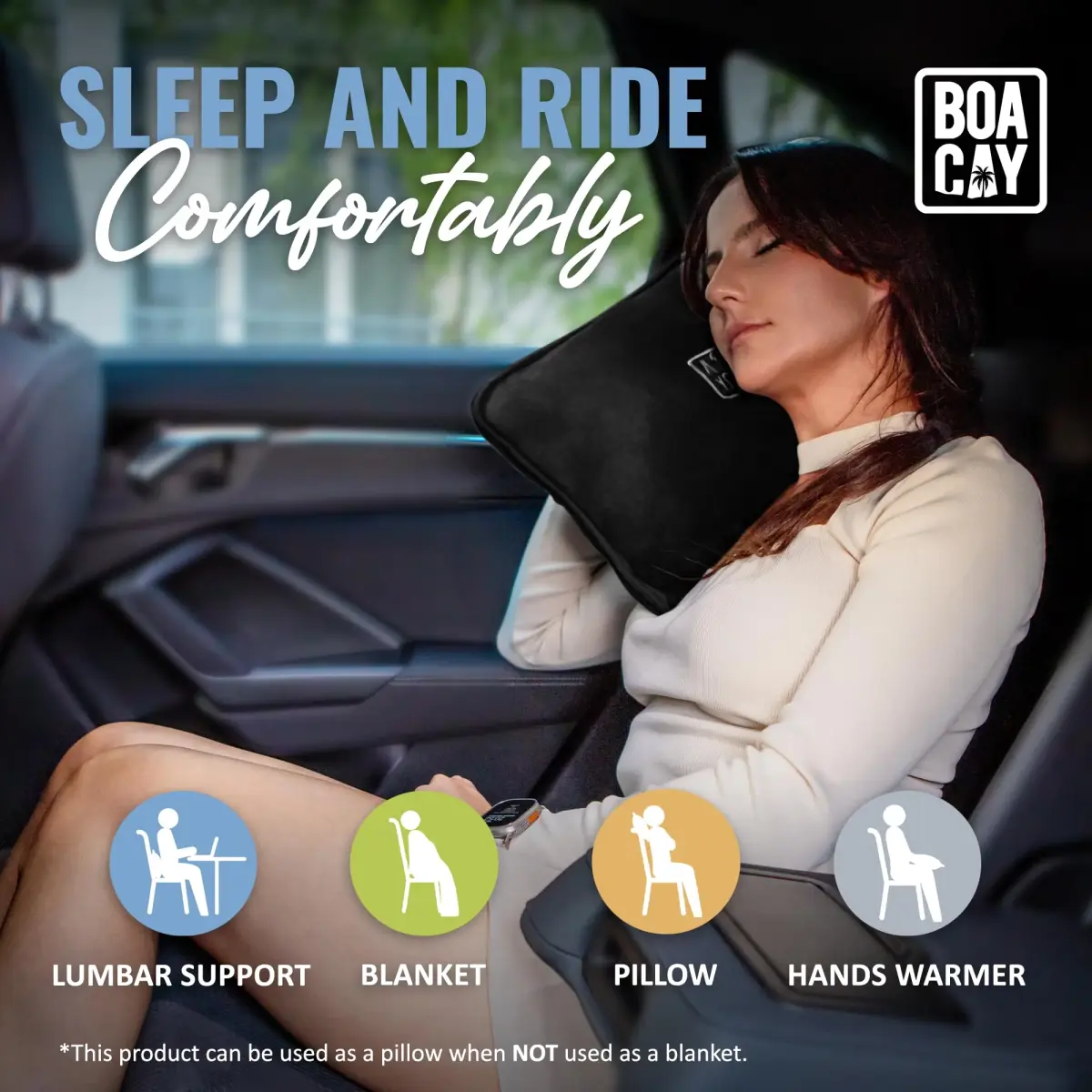 BOACAY Soft & Warm Travel Blanket Pillow 160cm x 100cm | Micro Plush for Airplane & Car - view 6