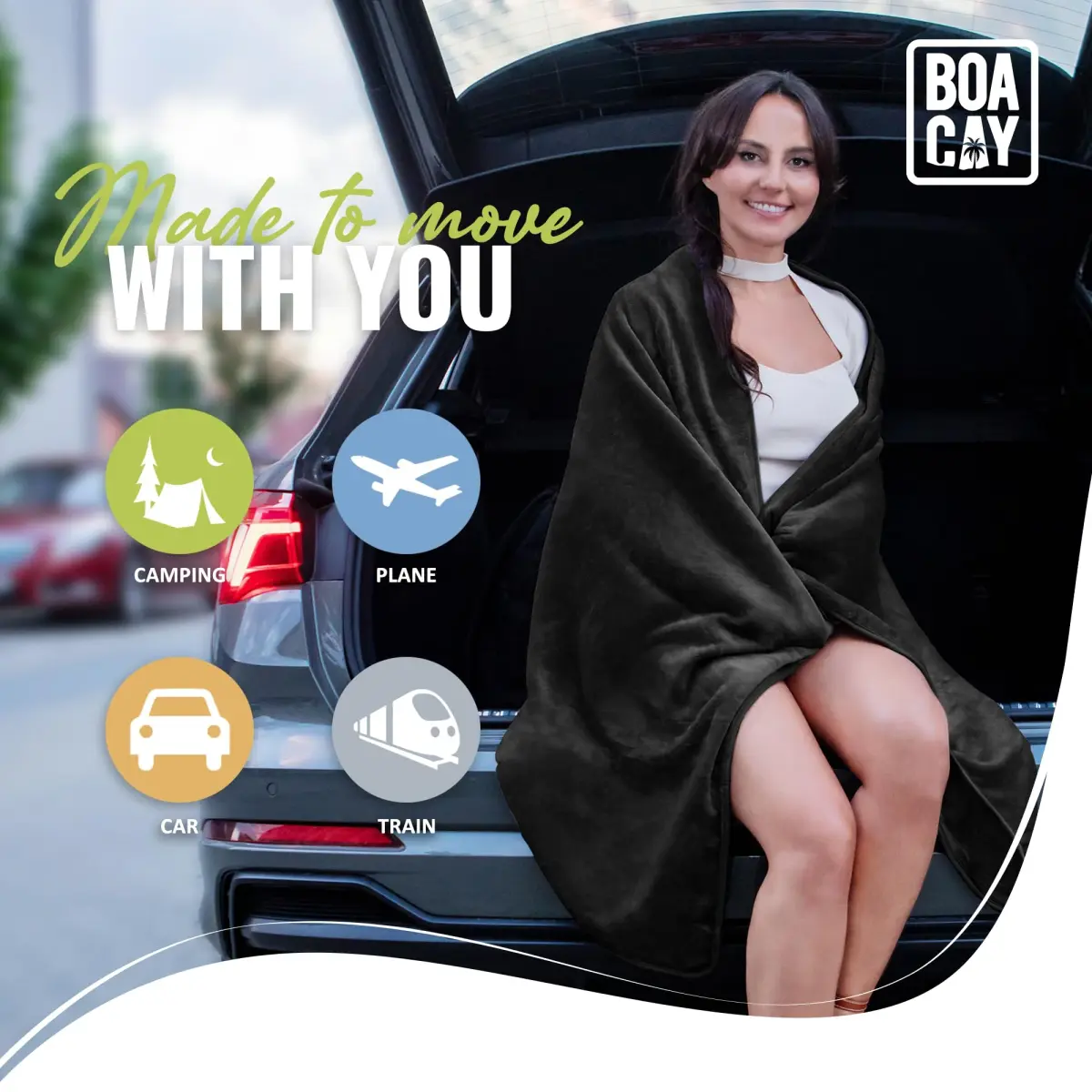 BOACAY Soft & Warm Travel Blanket Pillow 160cm x 100cm | Micro Plush for Airplane & Car - view 8