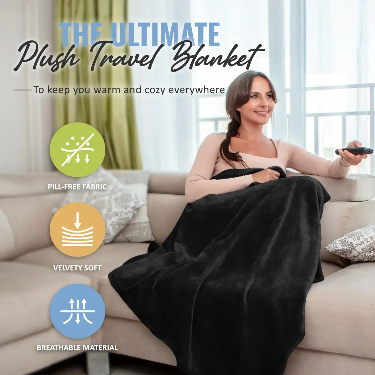 BOACAY Soft & Warm Travel Blanket Pillow 160cm x 100cm | Micro Plush for Airplane & Car - view 2