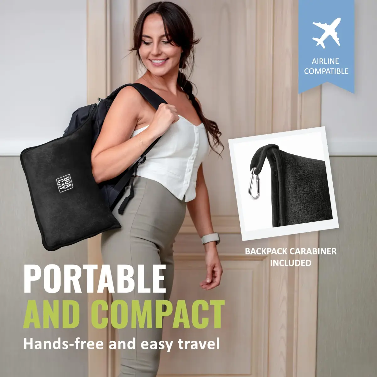 BOACAY Soft & Warm Travel Blanket Pillow 160cm x 100cm | Micro Plush for Airplane & Car - view 3
