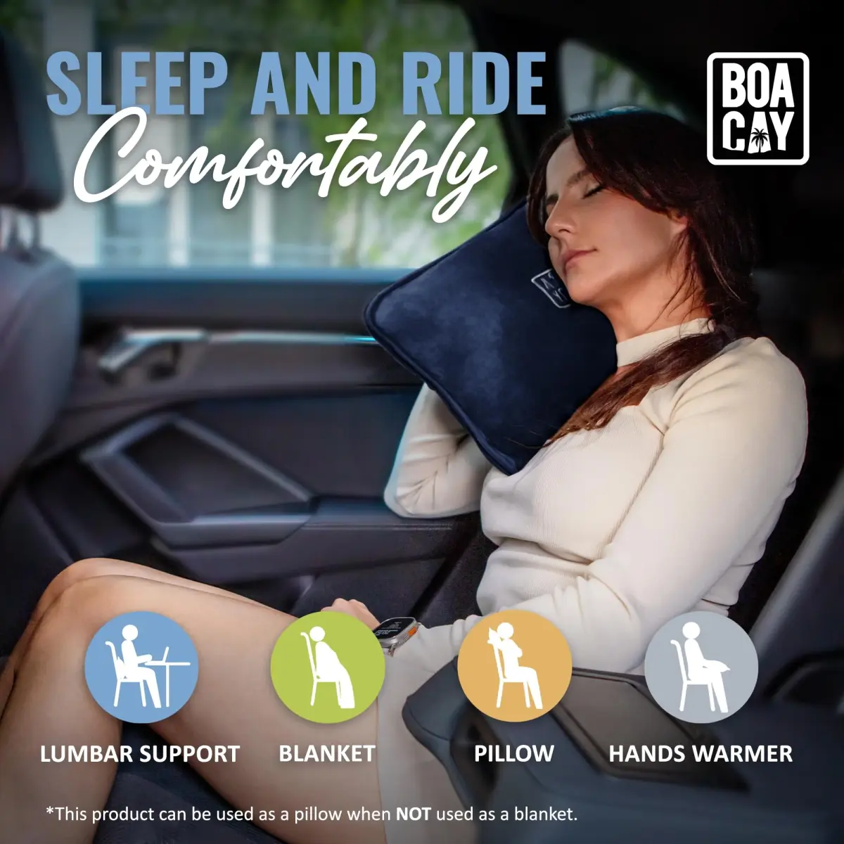 BOACAY Soft & Warm Travel Blanket Pillow 100x160cm (40x63") | Breathable Micro Plush for All Seasons - view 6