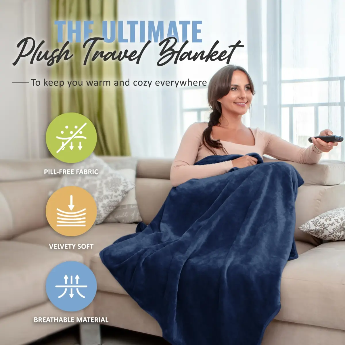 BOACAY Soft & Warm Travel Blanket Pillow 100x160cm (40x63") | Breathable Micro Plush for All Seasons - view 2