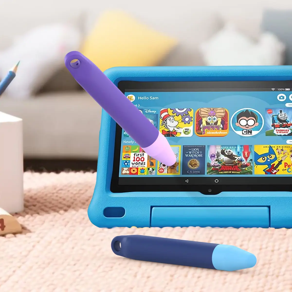 AWINNER Kid-Friendly Stylus Pens for Touch Screens 2 Pack | Purple & Blue, Compatible with Kindle, iPad, iPhone - view 6
