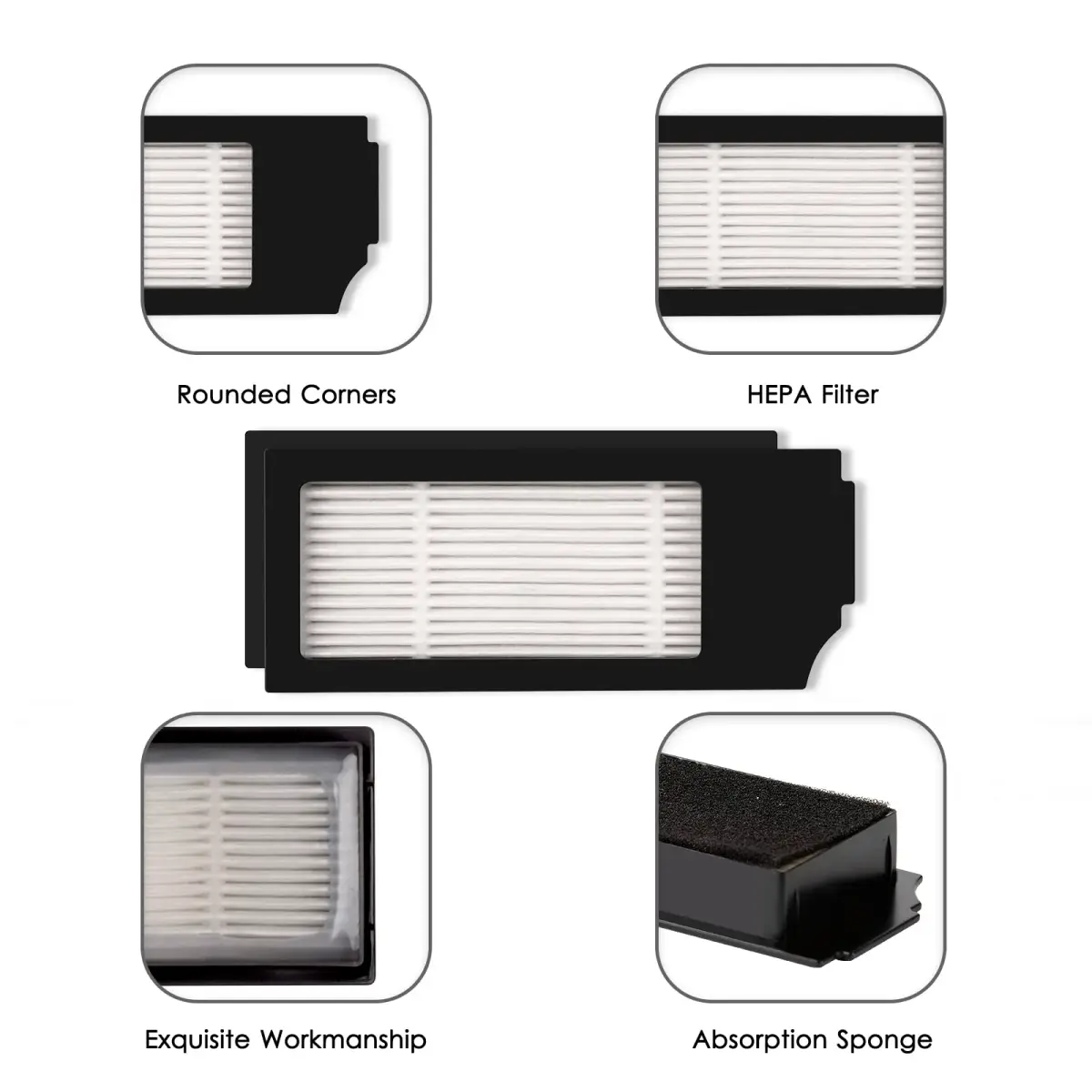 CHAIN PEAK HEPA Filter 5 Pack for Ecovacs DEEBOT N20/X1/T10 Series | 0.8 kg (1.76 lb) - view 6