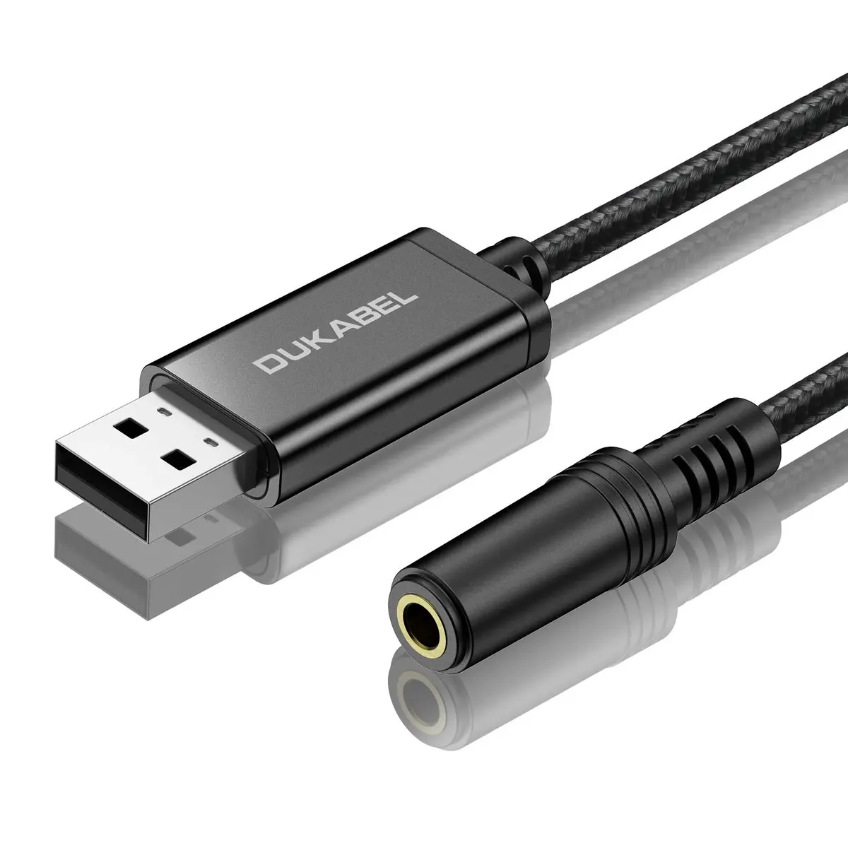 DUKABEL USB to 3.5mm Jack Audio Adapter Cable 1.2M | Stereo Sound with TRRS Mic Support for PC, PS4, PS5 - main product image
