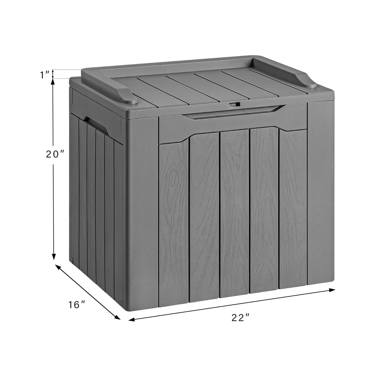 Devoko 30 Gallon Resin Deck Box Waterproof Outdoor Indoor Grey | Garden Storage Bench - view 7