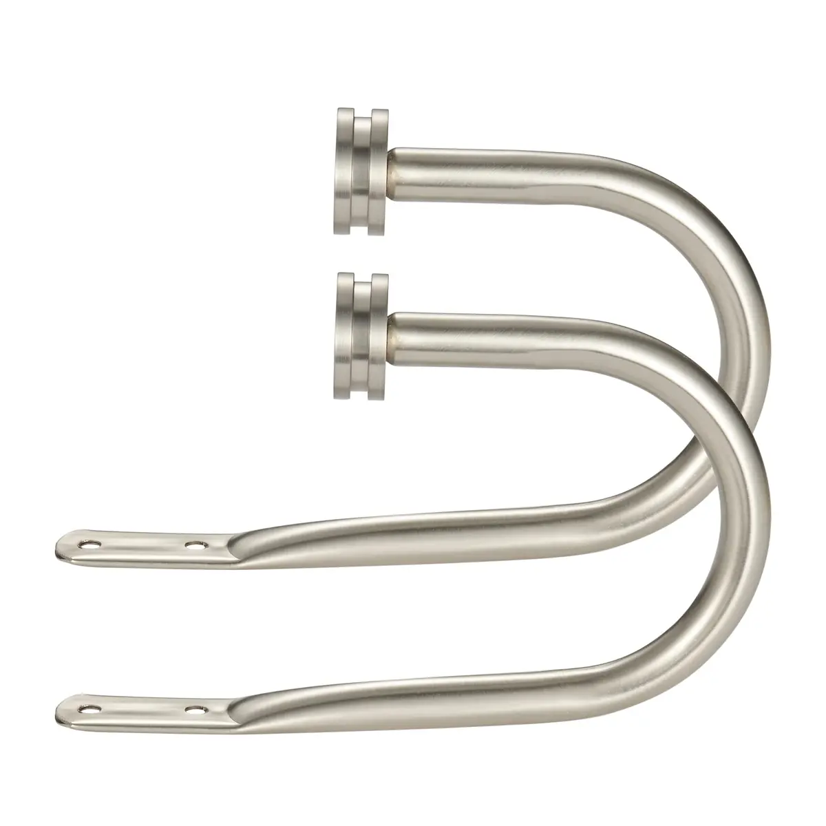 Kemmie Matte Nickel Decorative Curtain Holdbacks Set of 2 | Heavy Duty Metal Wall Mount Drapery Hooks 18.5cm (7.28in) - main product image