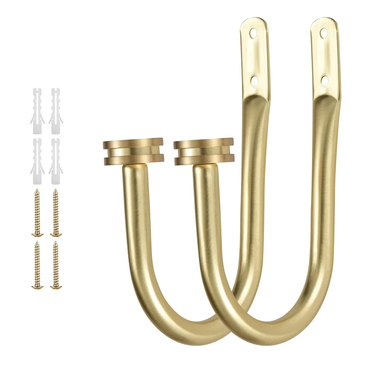 Kemmie Brass Decorative Curtain Holdbacks Set of 2 | Heavy Duty Metal Wall Mount Hooks for Drapery - view 2