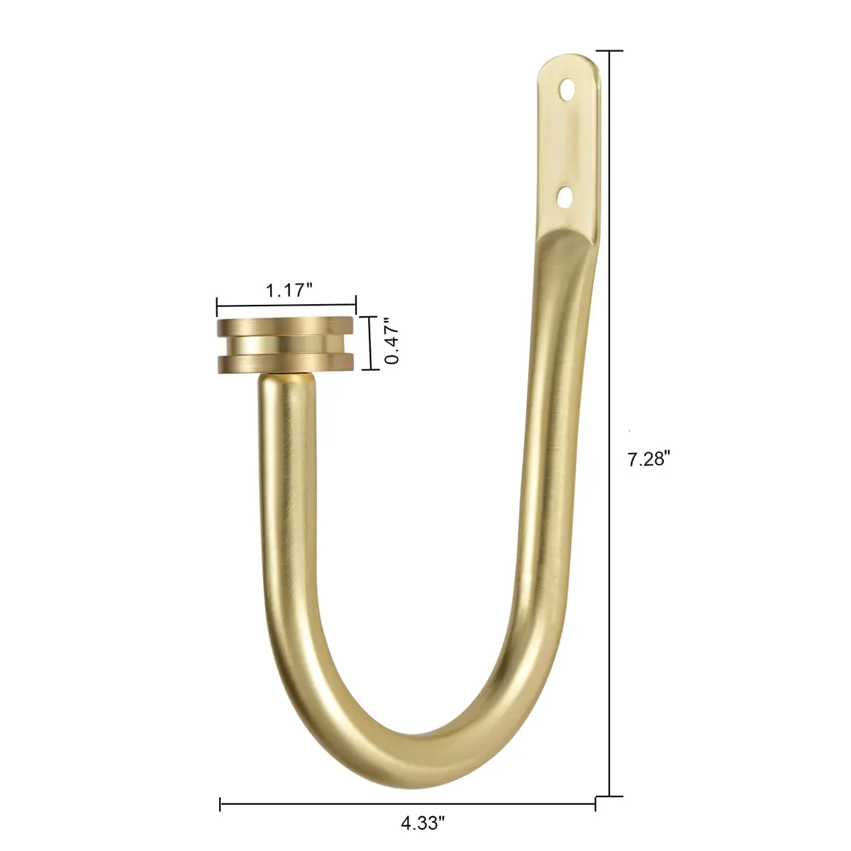 Kemmie Brass Decorative Curtain Holdbacks Set of 2 | Heavy Duty Metal Wall Mount Hooks for Drapery - view 4