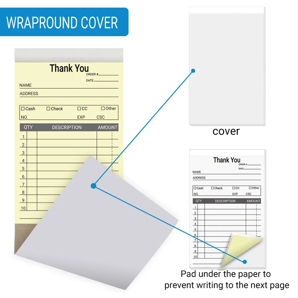 suituts Thank You Receipt Book 12 Pack | 2-Part Carbonless 3.5 x 5.5 Inch | Small Business - view 4