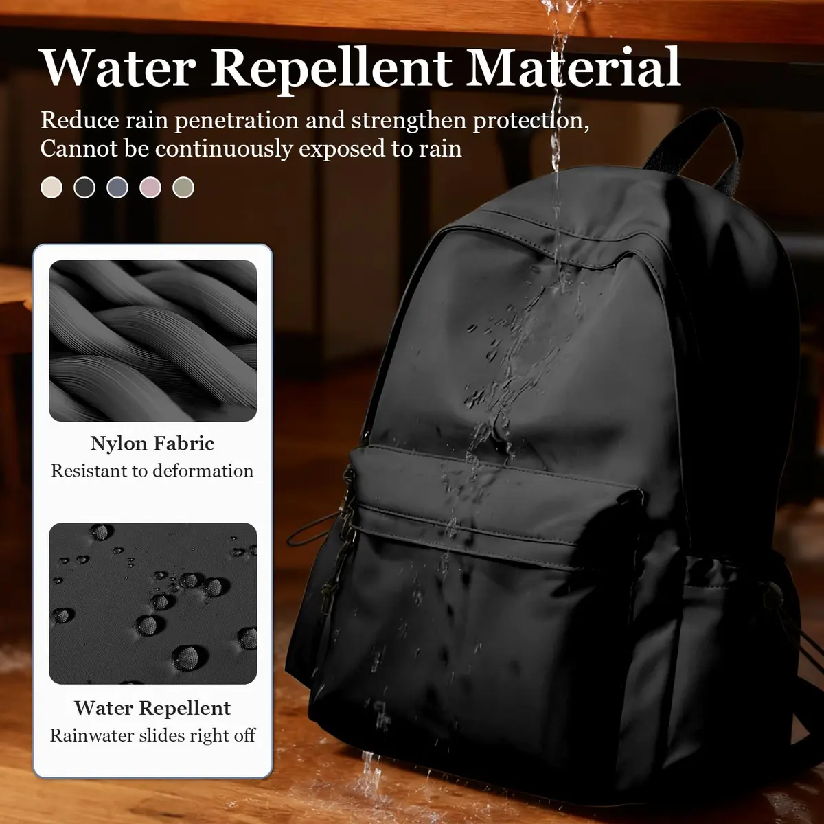 WEPOET Black Backpack For College Women, Middle High School Bag For Girls Bookbag | Water Resistant Nylon Daypack - view 7