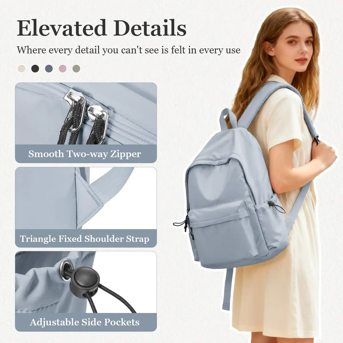 WEPOET School Backpack Girls, Waterproof Bookbag Women, College Student School Bag with 14-inch Laptop Sleeve | Blue - view 5