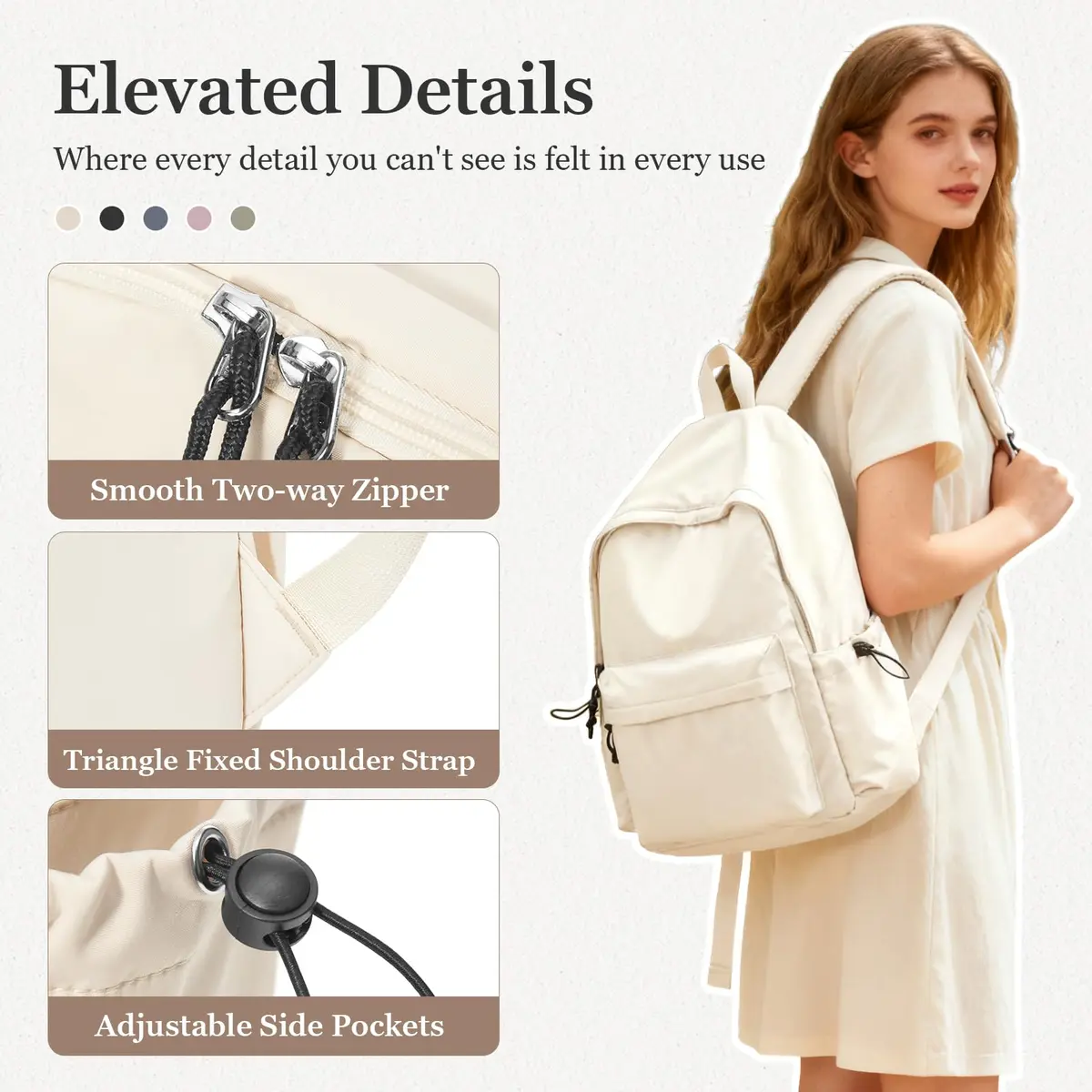 WEPOET Waterproof College Backpack for Teen Girls Boys | 32cm x 46cm x 14cm (12.6" x 18.1" x 5.5") - view 5