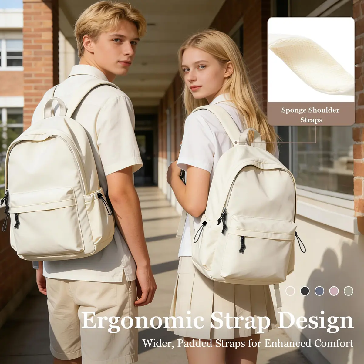 WEPOET Waterproof College Backpack for Teen Girls Boys | 32cm x 46cm x 14cm (12.6" x 18.1" x 5.5") - view 6