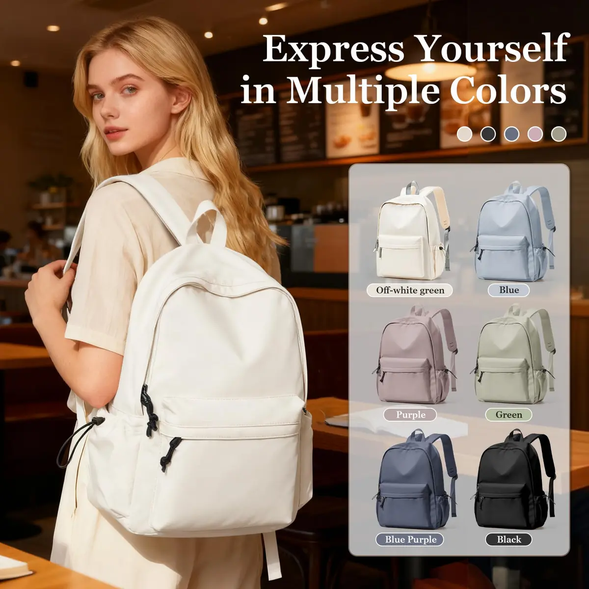 WEPOET Waterproof College Backpack for Teen Girls Boys | 32cm x 46cm x 14cm (12.6" x 18.1" x 5.5") - view 8