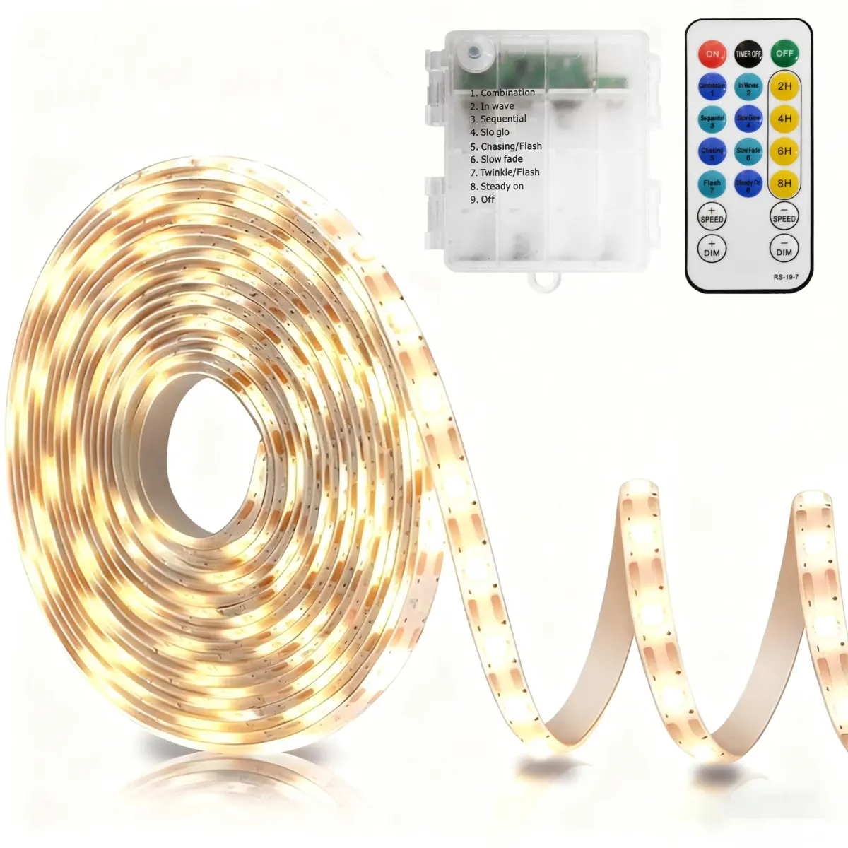 echosari Battery Operated LED Strip Lights Warm White, 16.5Ft with Remote, Timer for Ambient Decor - main product image