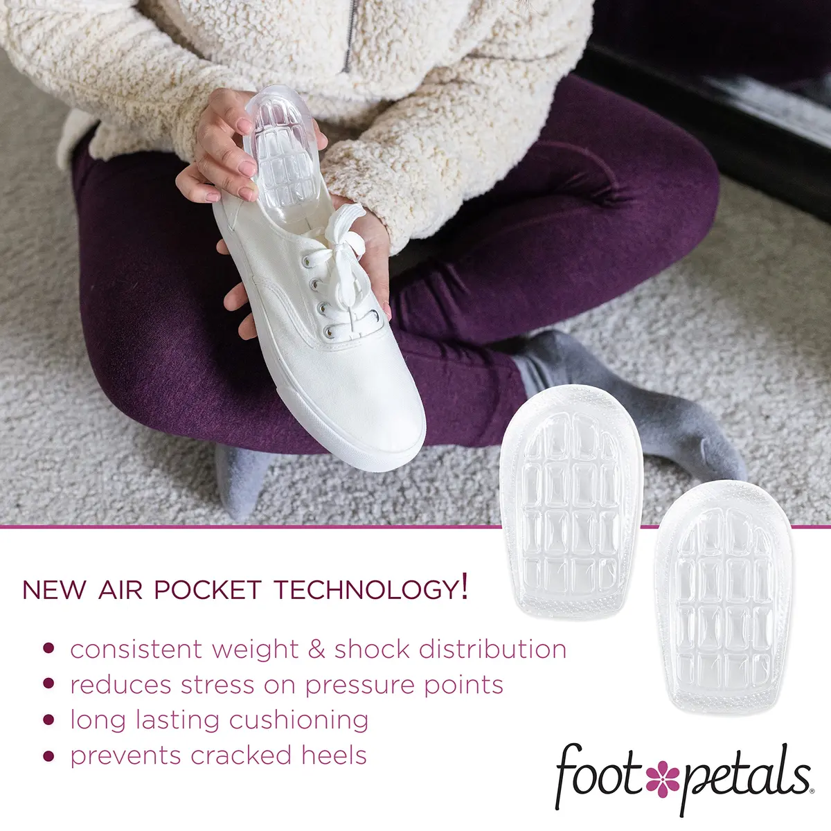 Foot Petals Heel Cups | Prevent Cracked Heels & Stabilize Heels in Women's Shoes - view 2