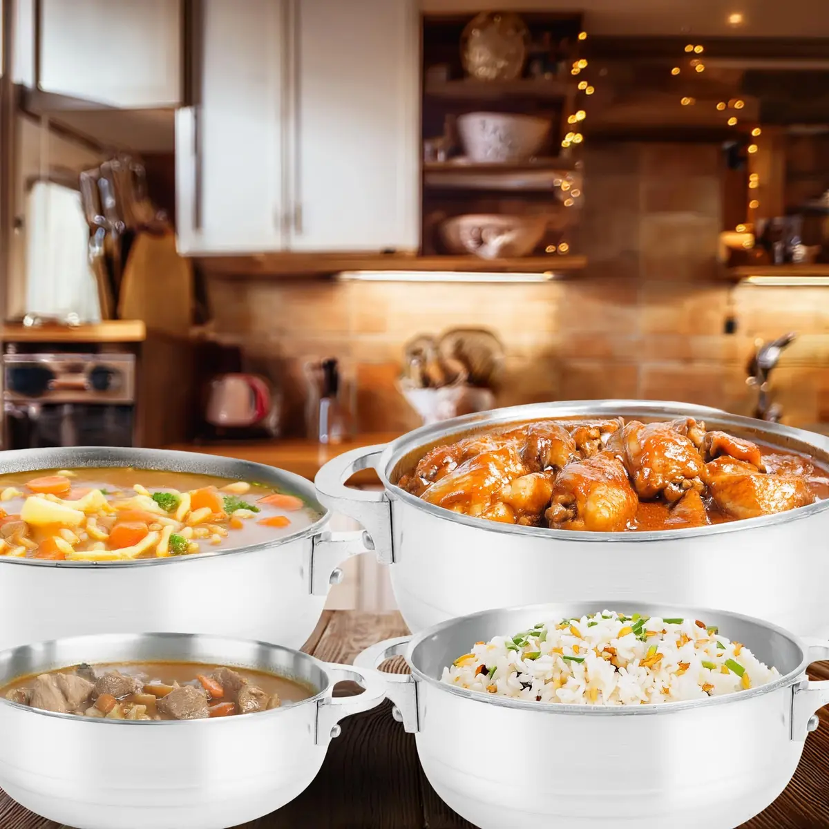 Alpine Cuisine 8-Piece Aluminum Caldero Set with Glass Lids | Versatile Pots for Stews, Rice & Soups in 2, 3.5, 7, 13 Quart Sizes - view 2