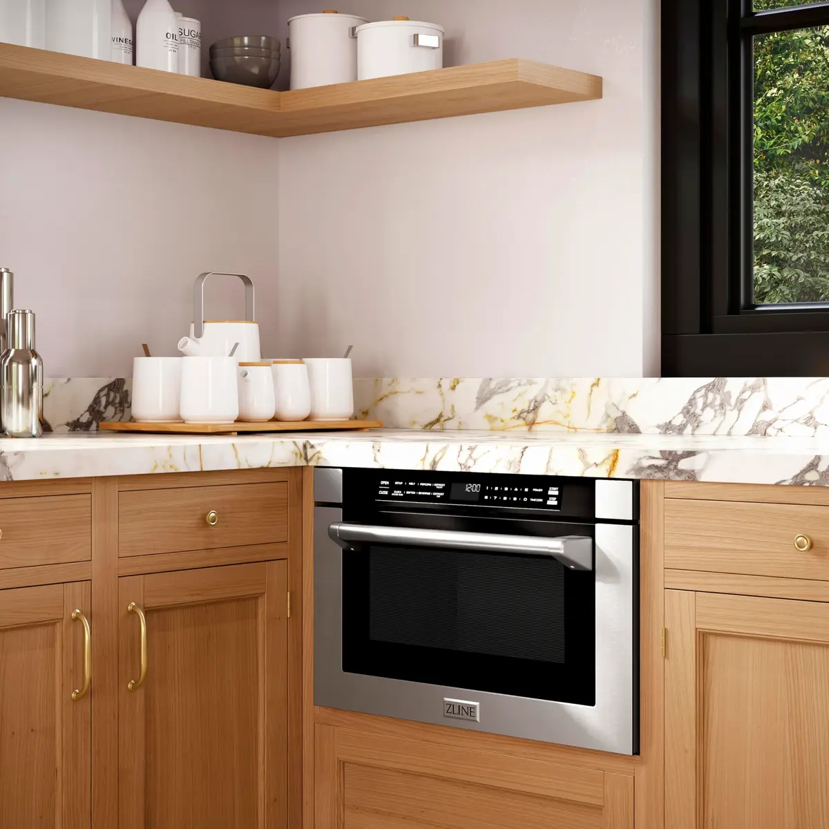 ZLINE 24" 1.2 cu. ft. Built-in Microwave Drawer Stainless Steel | Space-Saving, 1000W, Auto-touch Open - view 8