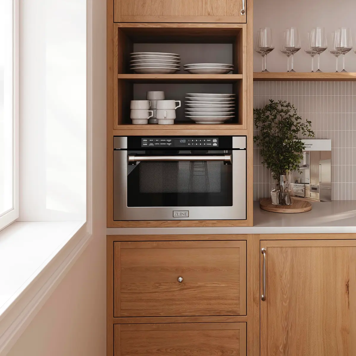 ZLINE 24" 1.2 cu. ft. Built-in Microwave Drawer Stainless Steel | Space-Saving, 1000W, Auto-touch Open - view 9