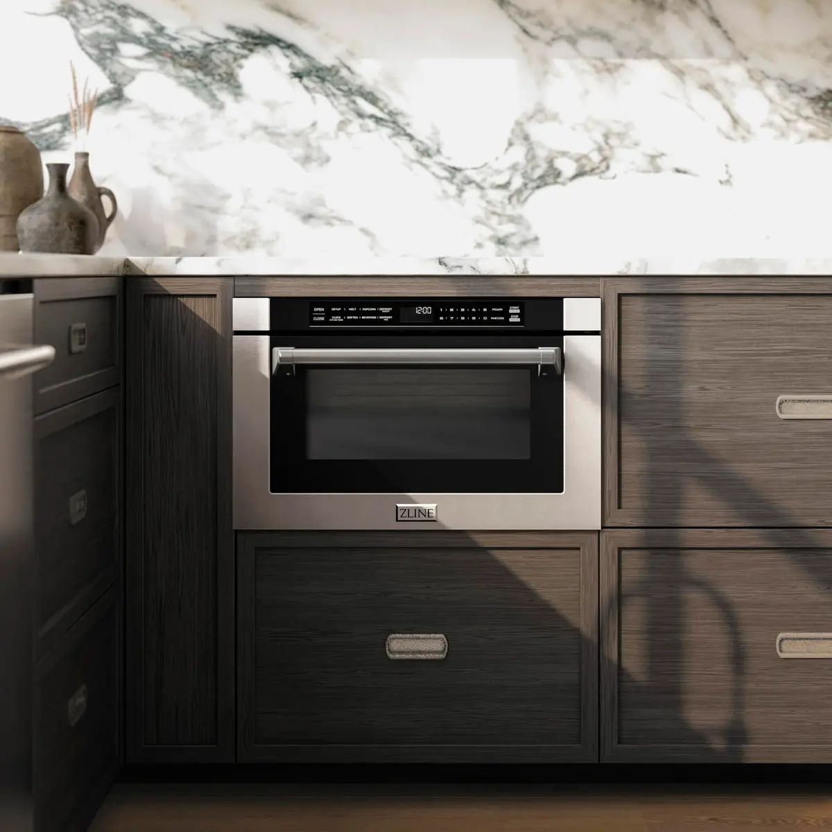 ZLINE 24" 1.2 cu. ft. Built-in Microwave Drawer Stainless Steel | Space-Saving, 1000W, Auto-touch Open - view 2