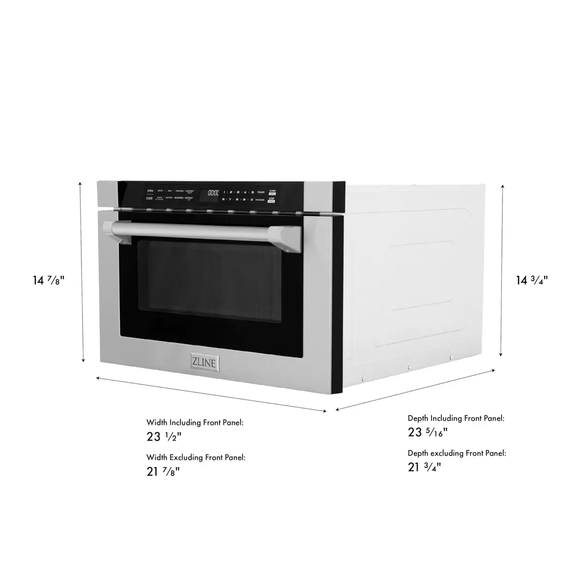 ZLINE 24" 1.2 cu. ft. Built-in Microwave Drawer Stainless Steel | Space-Saving, 1000W, Auto-touch Open - view 3