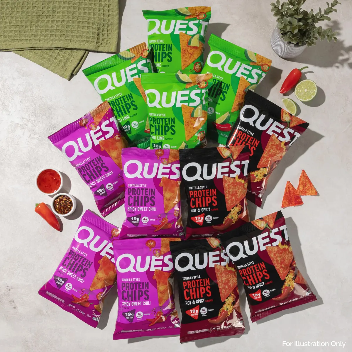 Quest Nutrition Tortilla Style Protein Chips Spicy Variety Pack 12 Count (1.4 lbs / 0.64 kg) | High Protein, Low Carb, Gluten-Free - view 5