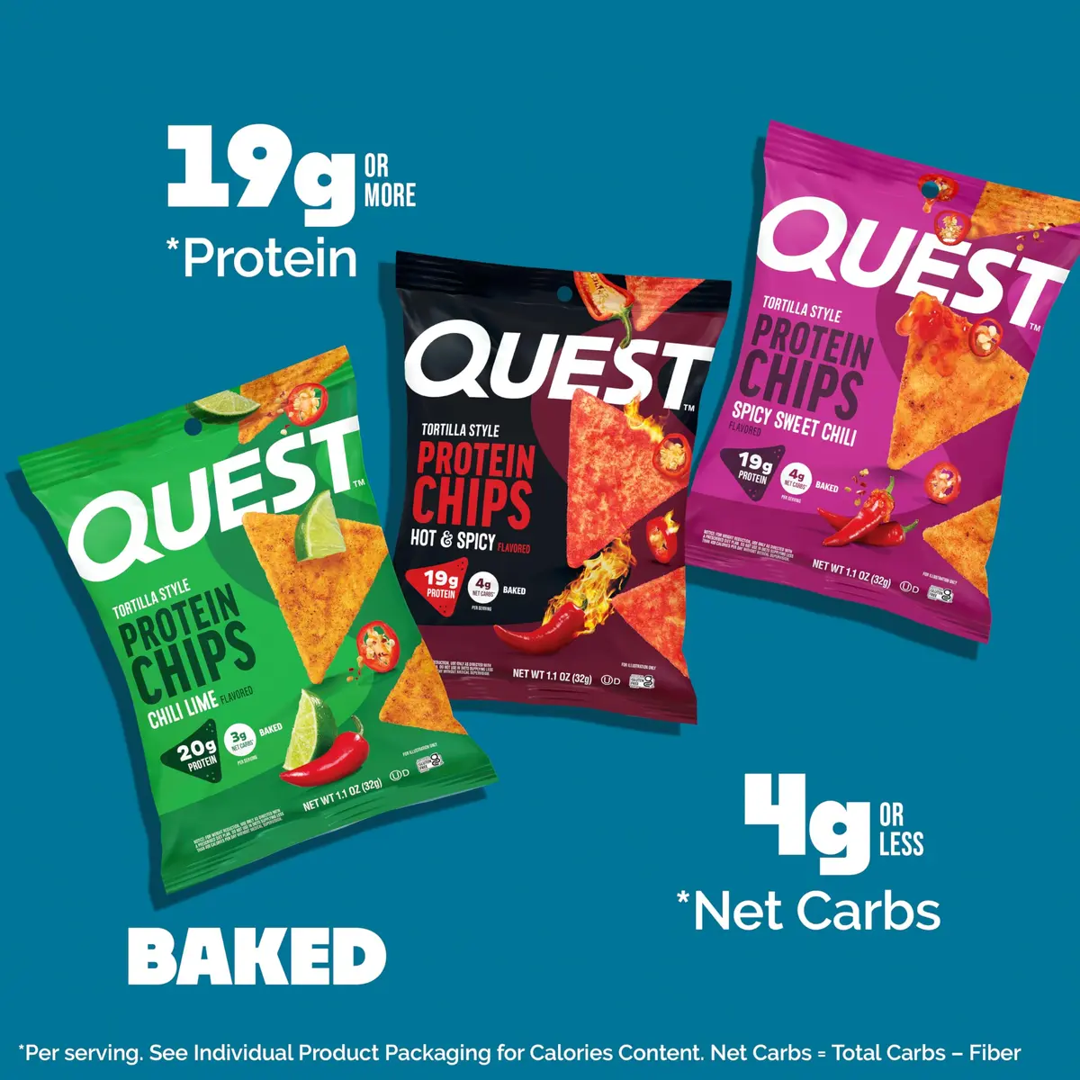 Quest Nutrition Tortilla Style Protein Chips Spicy Variety Pack 12 Count (1.4 lbs / 0.64 kg) | High Protein, Low Carb, Gluten-Free - view 2