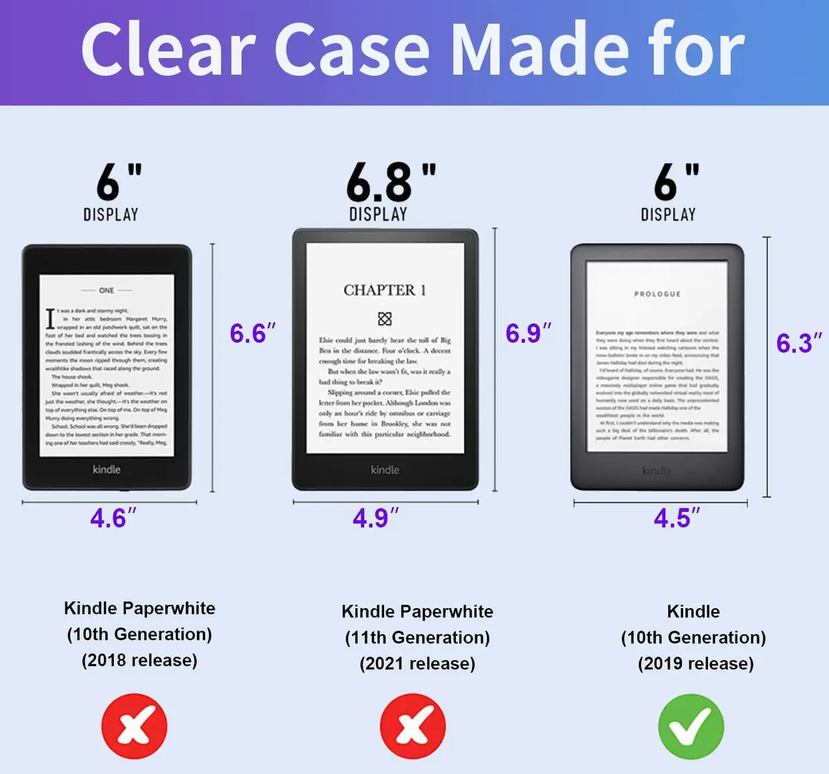 KEEXYICC Clear Case for Kindle 10th Gen 2019 | Slim Impact-Resistant Silicone Cover (6") - view 2