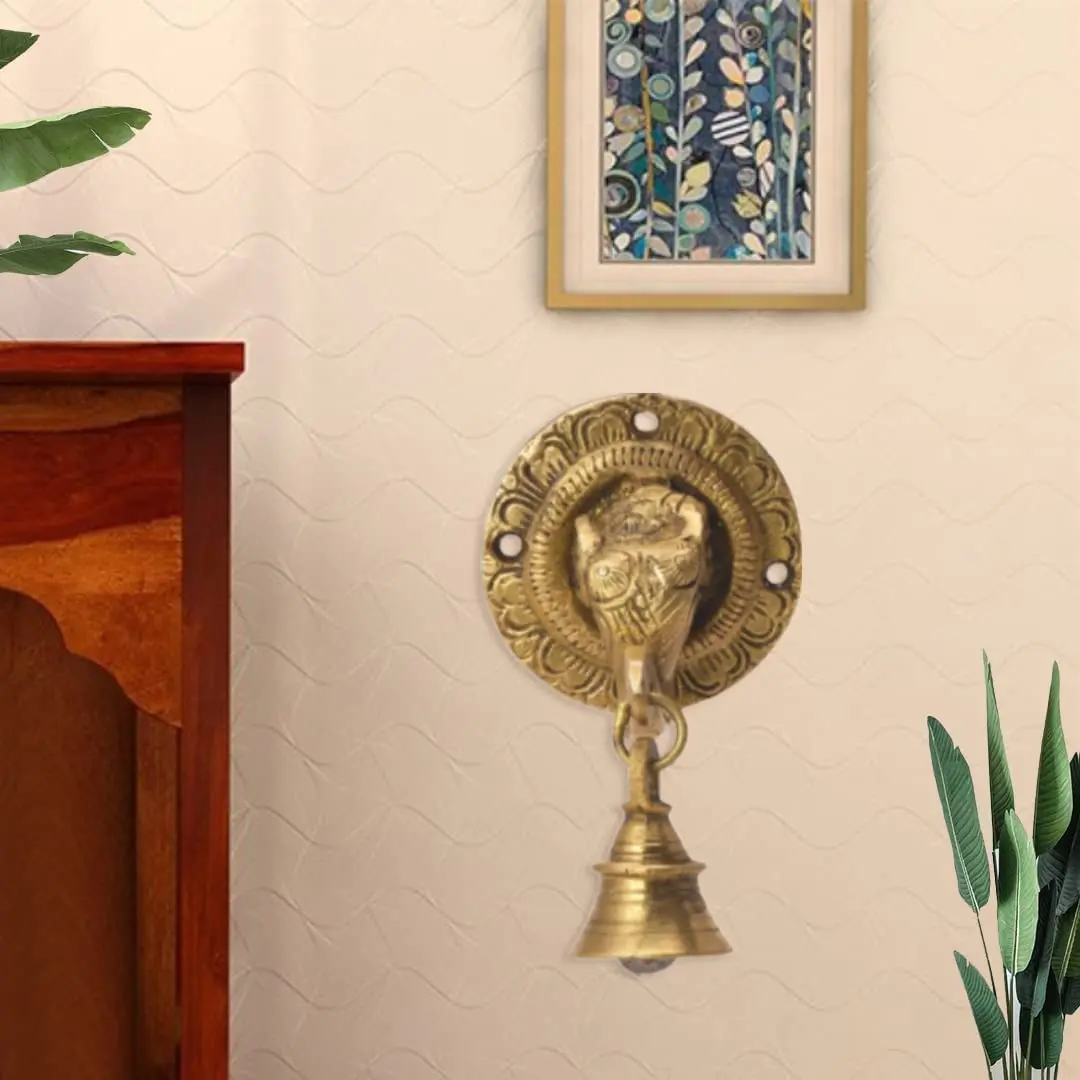 The Advitya Brass Elephant Doorbell - Antique Finish Ganesh Ghanti - Pack of 2 (8.4 cm) - view 2