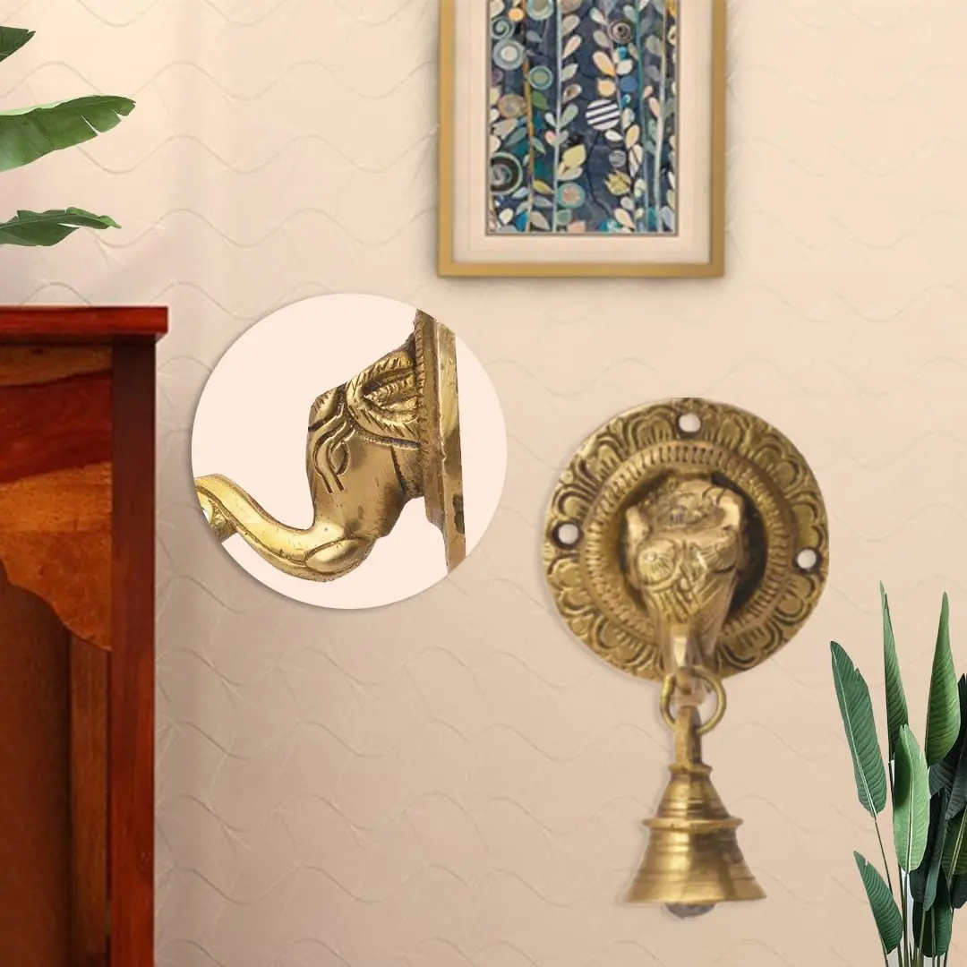 The Advitya Brass Elephant Doorbell - Antique Finish Ganesh Ghanti - Pack of 2 (8.4 cm) - view 3