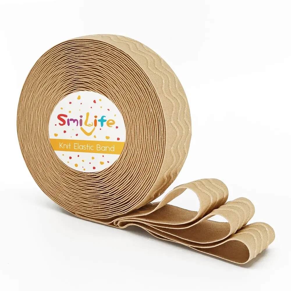 SmiLife Silicone Gripper Elastic for Clothing, Beige, 2.54 cm x 10.97 m | Stays Tucked, Washable, Sew or Glue - main product image