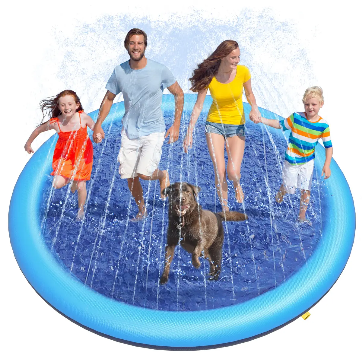 Peteast Dog Pool, Anti-Slip Splash Pad for Dogs, 86 in, Blue | Large, Puncture-Resistant Water Play Mat - main product image