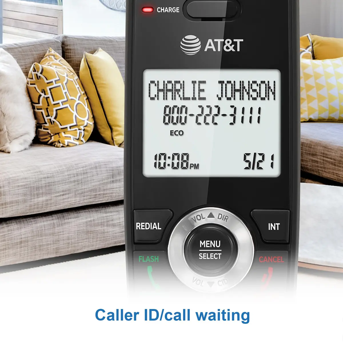 AT&T DECT 6.0 Cordless Phone with Call Block | Marble Finish, 2" Backlit Display, Full-Duplex Speakerphone - view 4