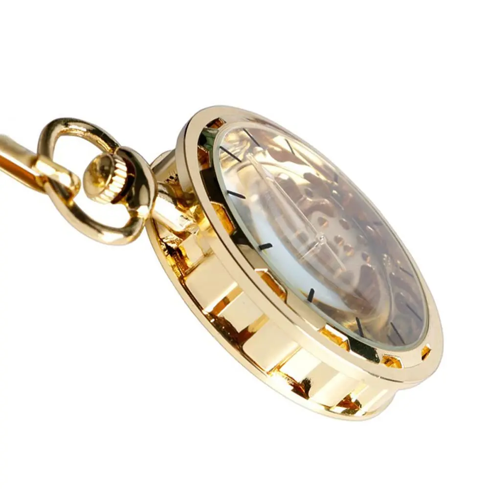 VIGOROSO Men’s Skeleton Pocket Watch with Chain | Hand Wind Mechanical Watch for Men, Gift - view 7
