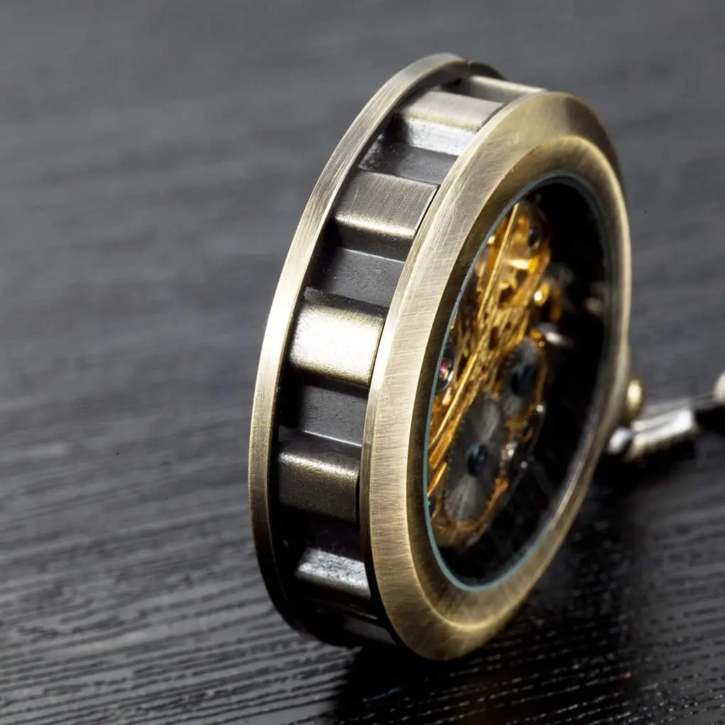 VIGOROSO Pocket Watch for Men with Chain Skeleton 1.75in | Hand Wind Mechanical Watch - view 6