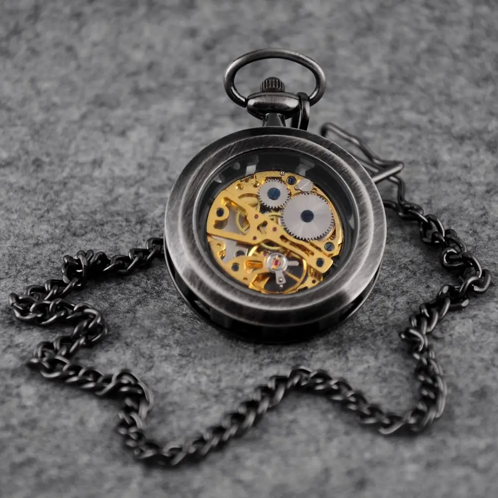 VIGOROSO Vintage Pocket Watch with Chain Mechanical Pocket Watches for Men - view 5