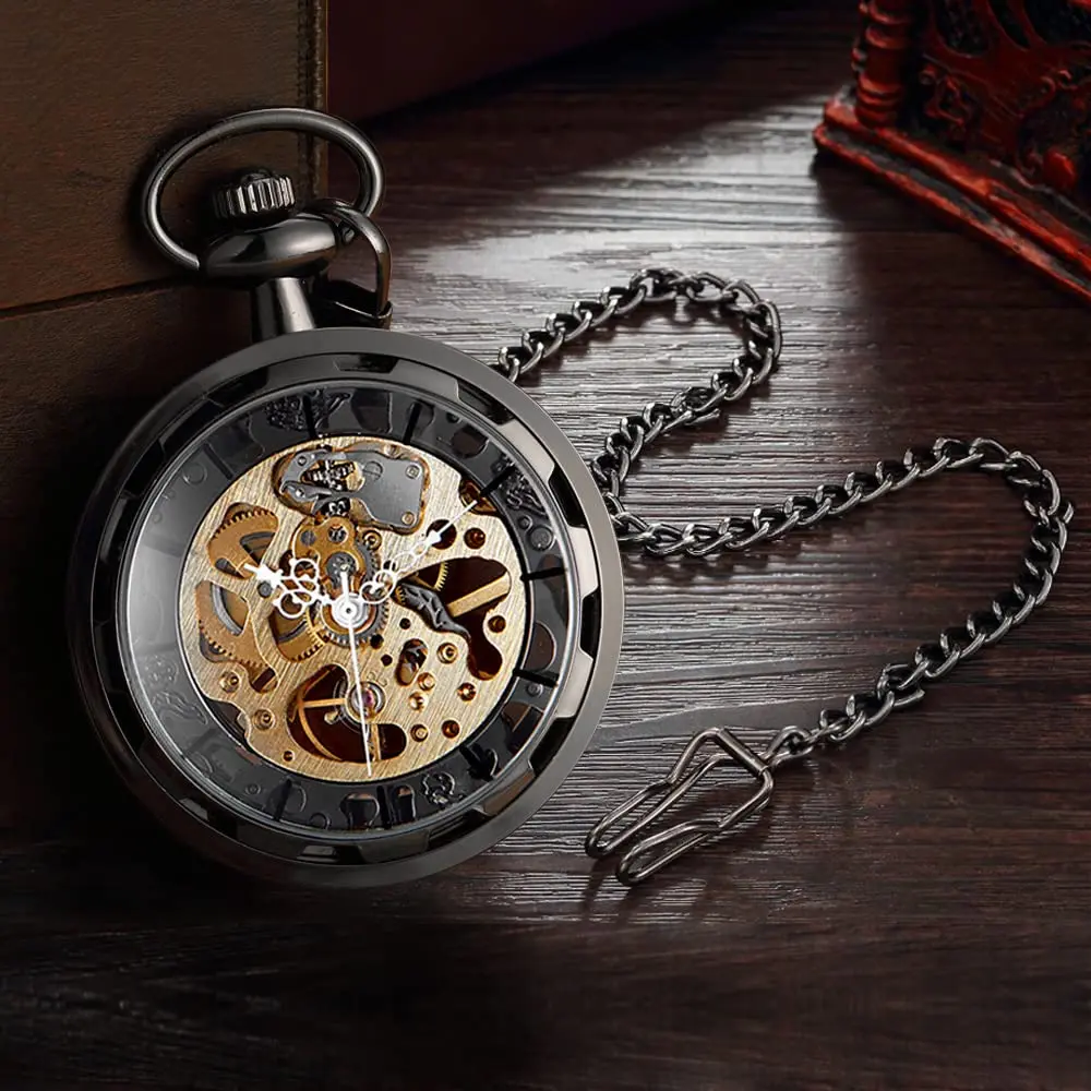 VIGOROSO Vintage Pocket Watch with Chain Mechanical Pocket Watches for Men - view 2