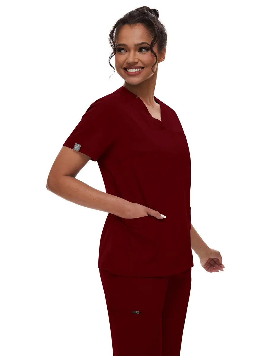 niaahinn Scrub for Women Scrubs Top with Classic V-Neck & Yoga Jogger Pants Medical Nursing Uniform Set (Burgundy, L) - view 2