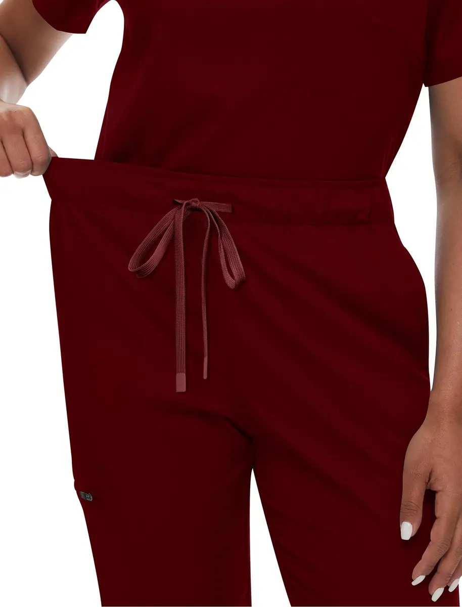 niaahinn Scrub for Women Scrubs Top with Classic V-Neck & Yoga Jogger Pants Medical Nursing Uniform Set (Burgundy, L) - view 3