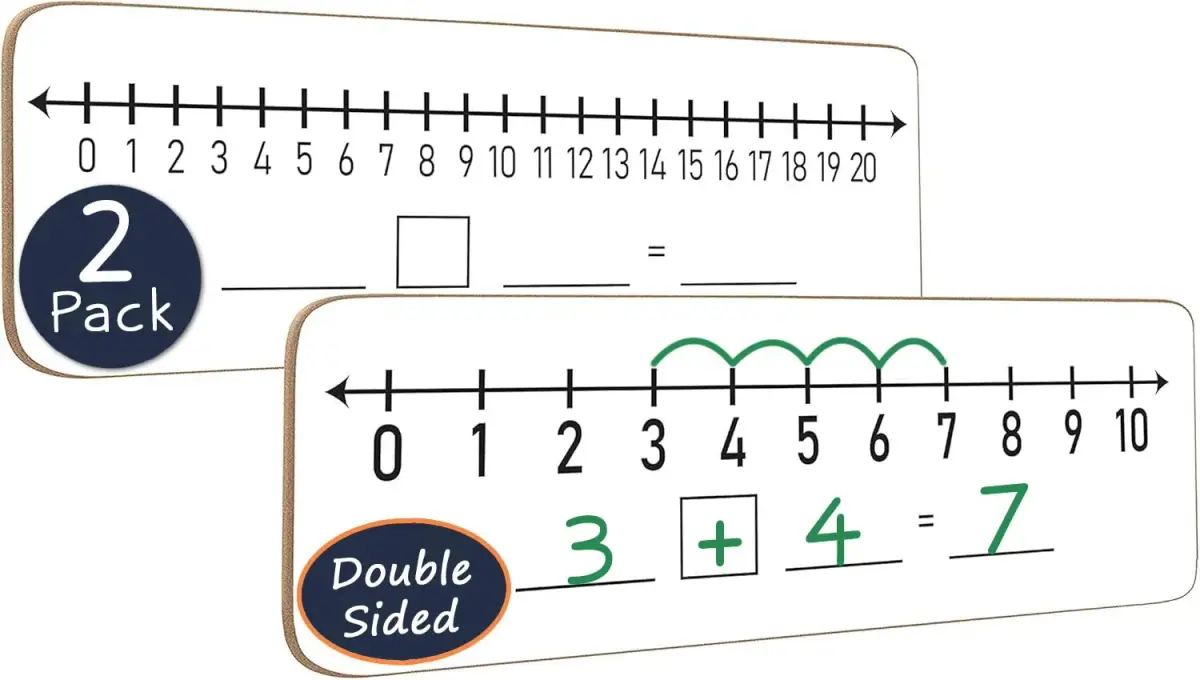 Scribbledo Dry Erase Number Line Board 12x4 Inches (30.5x10.2 cm) 2 Pack | Math Practice for Grades 1-3 - main product image