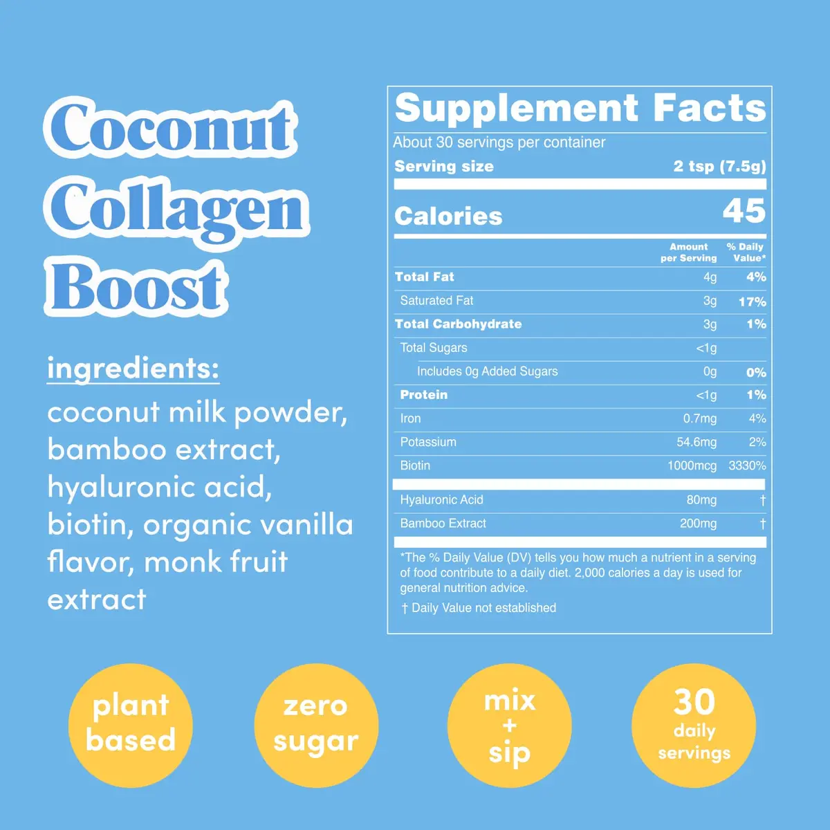 GOLDE Collagen Boost Vegan Creamer Vanilla Cream | Plant-Based Collagen Support for Hair, Skin & Nails (70-120 chars) - view 2