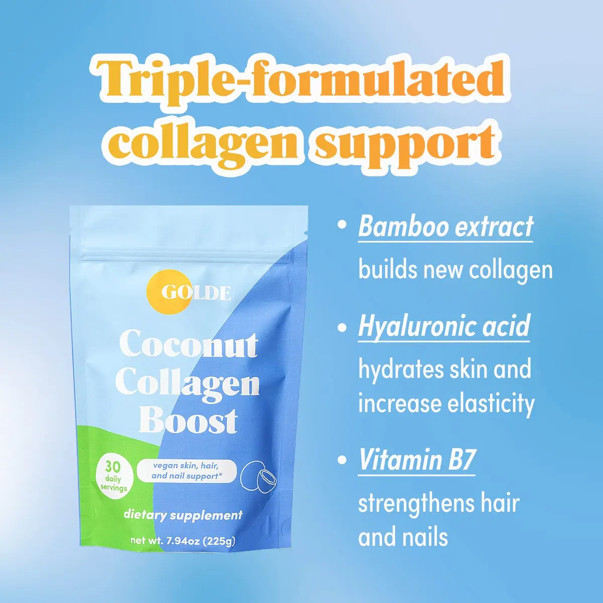 GOLDE Collagen Boost Vegan Creamer Vanilla Cream | Plant-Based Collagen Support for Hair, Skin & Nails (70-120 chars) - view 3