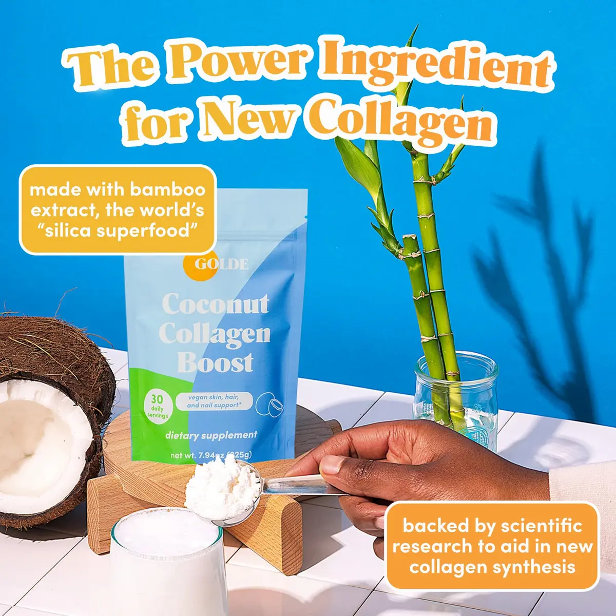 GOLDE Collagen Boost Vegan Creamer Vanilla Cream | Plant-Based Collagen Support for Hair, Skin & Nails (70-120 chars) - view 4