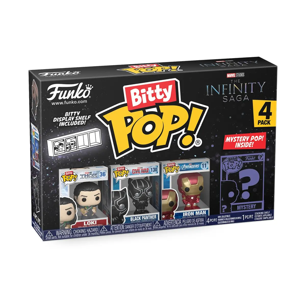 Funko Bitty POP! Marvel 4-Pack: Loki, Black Panther, Iron Man & Mystery Figure | 0.9-inch Collectible Vinyl Figures - view 3
