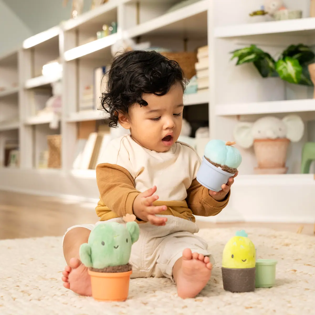 Ingenuity Calm Springs Nesting Rattles for Baby 3 Months & Up, Stackable Toys, BPA-Free Multi-Texture Rattle Set of 3, Unisex - view 4