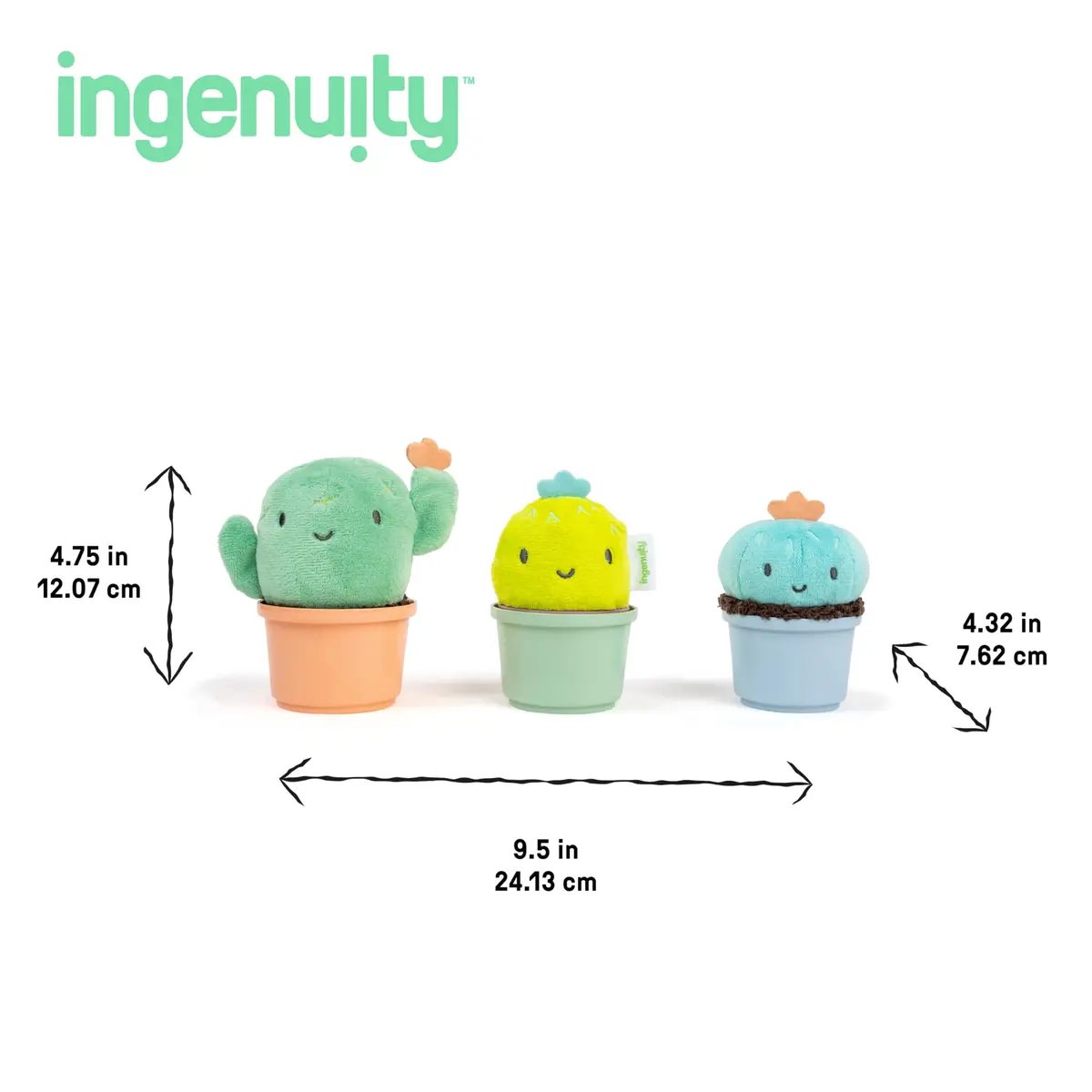 Ingenuity Calm Springs Nesting Rattles for Baby 3 Months & Up, Stackable Toys, BPA-Free Multi-Texture Rattle Set of 3, Unisex - view 6