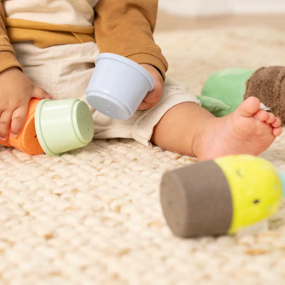 Ingenuity Calm Springs Nesting Rattles for Baby 3 Months & Up, Stackable Toys, BPA-Free Multi-Texture Rattle Set of 3, Unisex - view 7