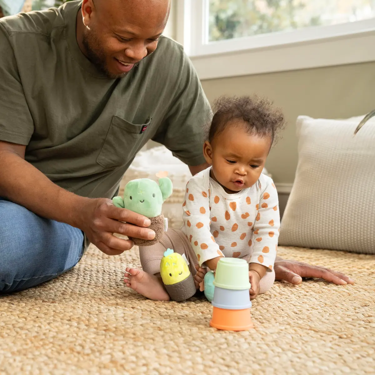 Ingenuity Calm Springs Nesting Rattles for Baby 3 Months & Up, Stackable Toys, BPA-Free Multi-Texture Rattle Set of 3, Unisex - view 8
