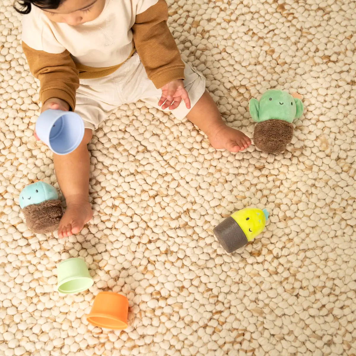 Ingenuity Calm Springs Nesting Rattles for Baby 3 Months & Up, Stackable Toys, BPA-Free Multi-Texture Rattle Set of 3, Unisex - view 9